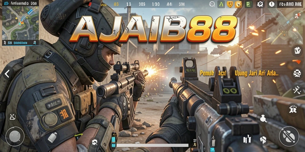 Screenshot gameplay AJAIB88 yang menampilkan aksi tembak-menembak intens.