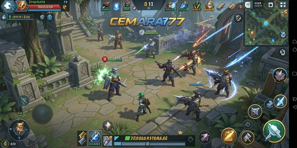 Tampilan gameplay SLG yang intens dan menarik di CEMARA77.