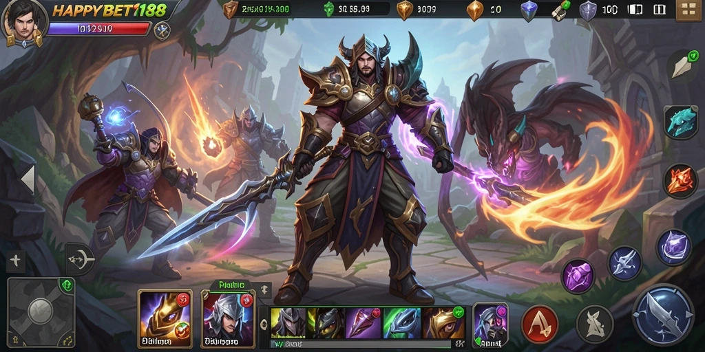 Screenshot menunjukkan pertempuran epik dalam <strong>HAPPYBET188</strong> dengan grafis yang memukau.