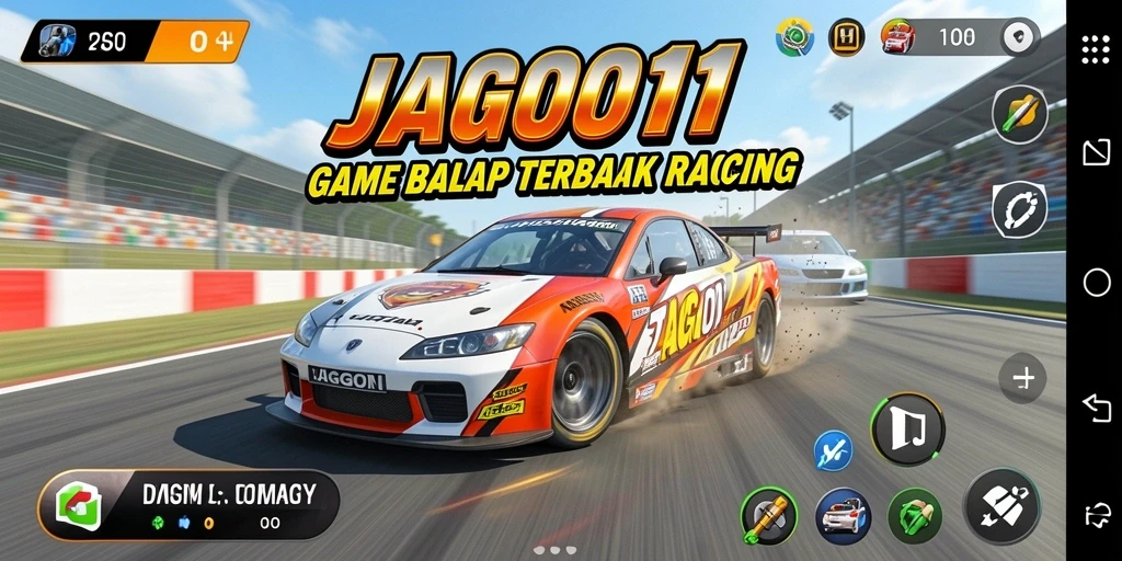 Screenshot gameplay JAGO11 menampilkan aksi balap yang mendebarkan.