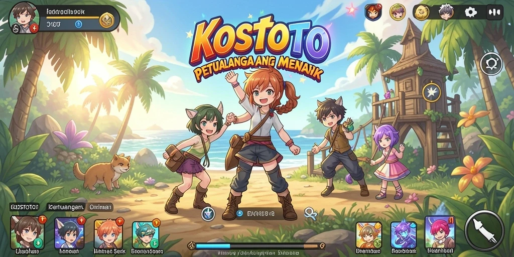 Tampilan gameplay yang penuh warna dan karakter anime ikonik.