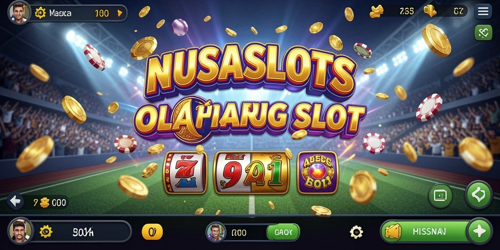 Tampilan menarik dari gameplay NUSASLOTS yang menggabungkan slot dan olahraga.