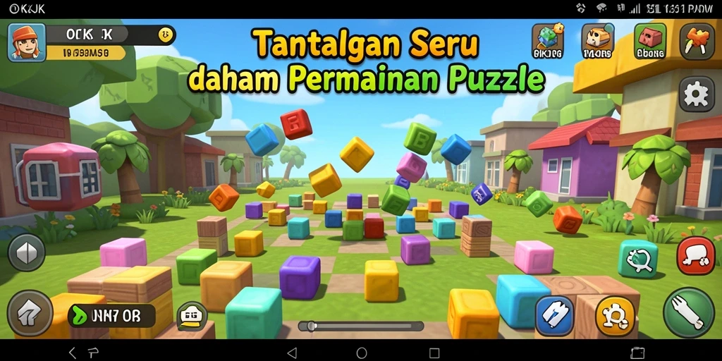 Screenshot OKJK menunjukkan gameplay Puzzle yang menantang dan interaktif.