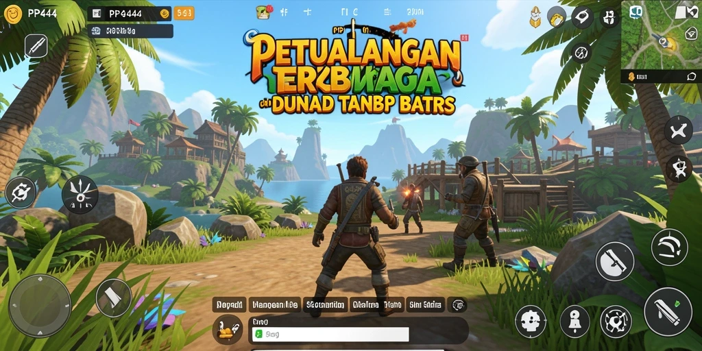 Tangkapan layar gameplay PP444 menampilkan eksplorasi dunia terbuka yang luas.