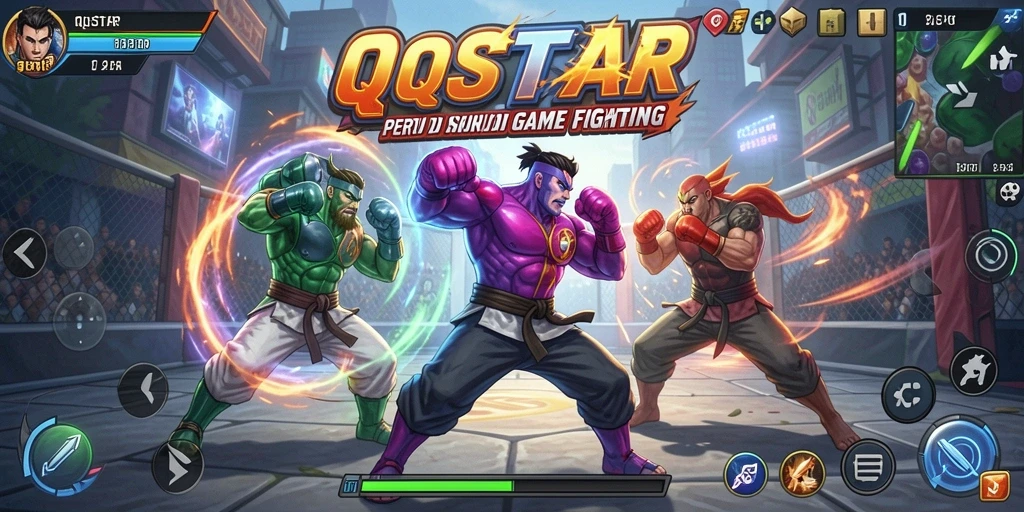 Screenshot gameplay QQSTAR dengan aksi pertarungan yang mendebarkan.