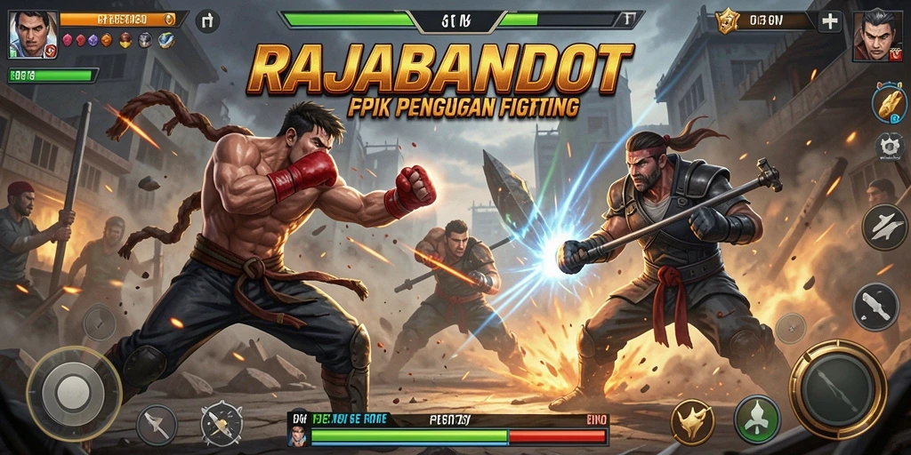 Gameplay RAJABANDOT yang intens dan seru di arena pertarungan.