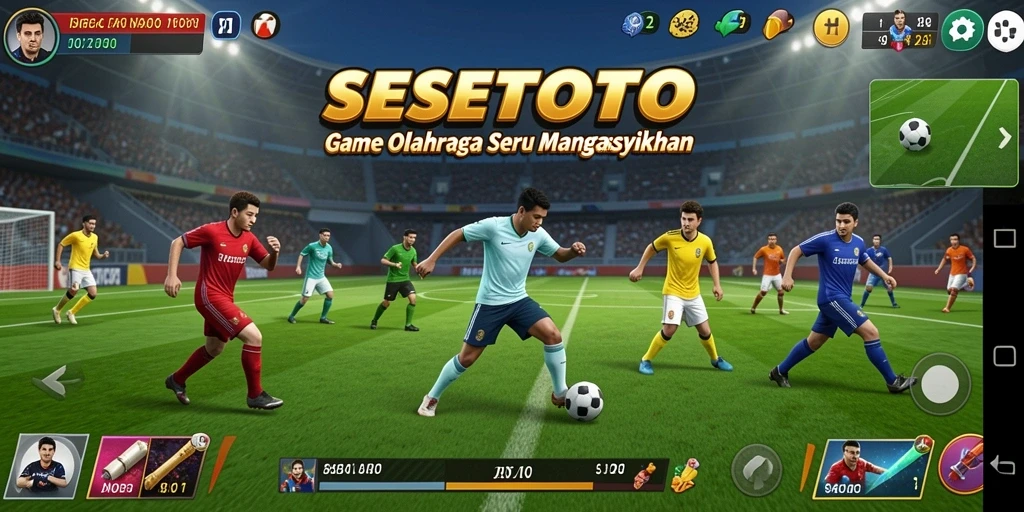 Tampilan gameplay SESETOTO yang epik dengan aksi olahraga menegangkan.