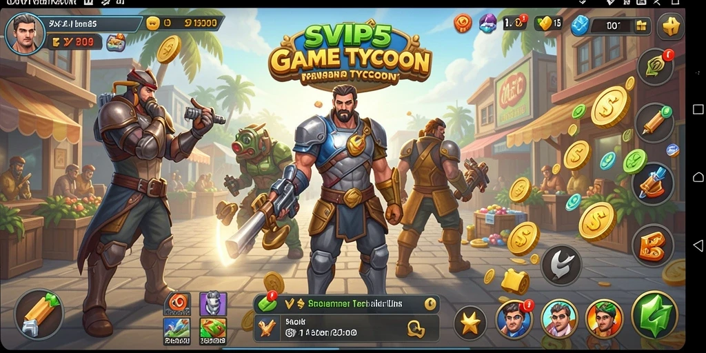 Tampilan layar utama gameplay SVIP5 yang menampilkan manajemen bisnis yang dinamis.