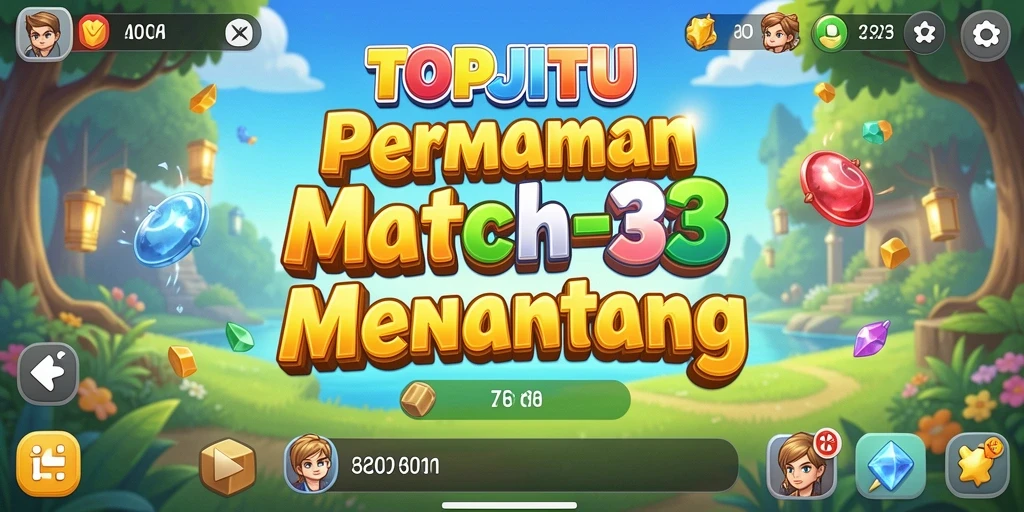 Tampilan gameplay seru dalam permainan Match-3 TOPJITU.